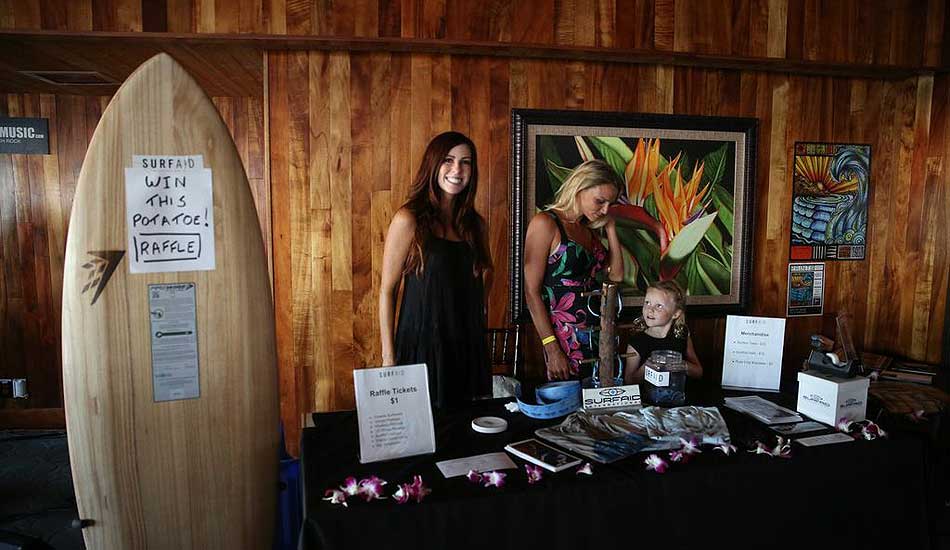 SurfAid raffled off a bunch of things–the most desired was a Firewire surfboard. Photo: Emily Goodman