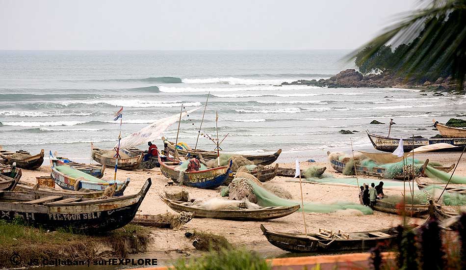 Ghana. The Atlantic-facing coastline of Ghana has a wealth of warm-water point waves with very few local surfers. Rather surprising
considering surfers first arrived in Ghana with the original Endless Summer crew in 1963. Photo: John Seaton Callahan/surfEXPLORE