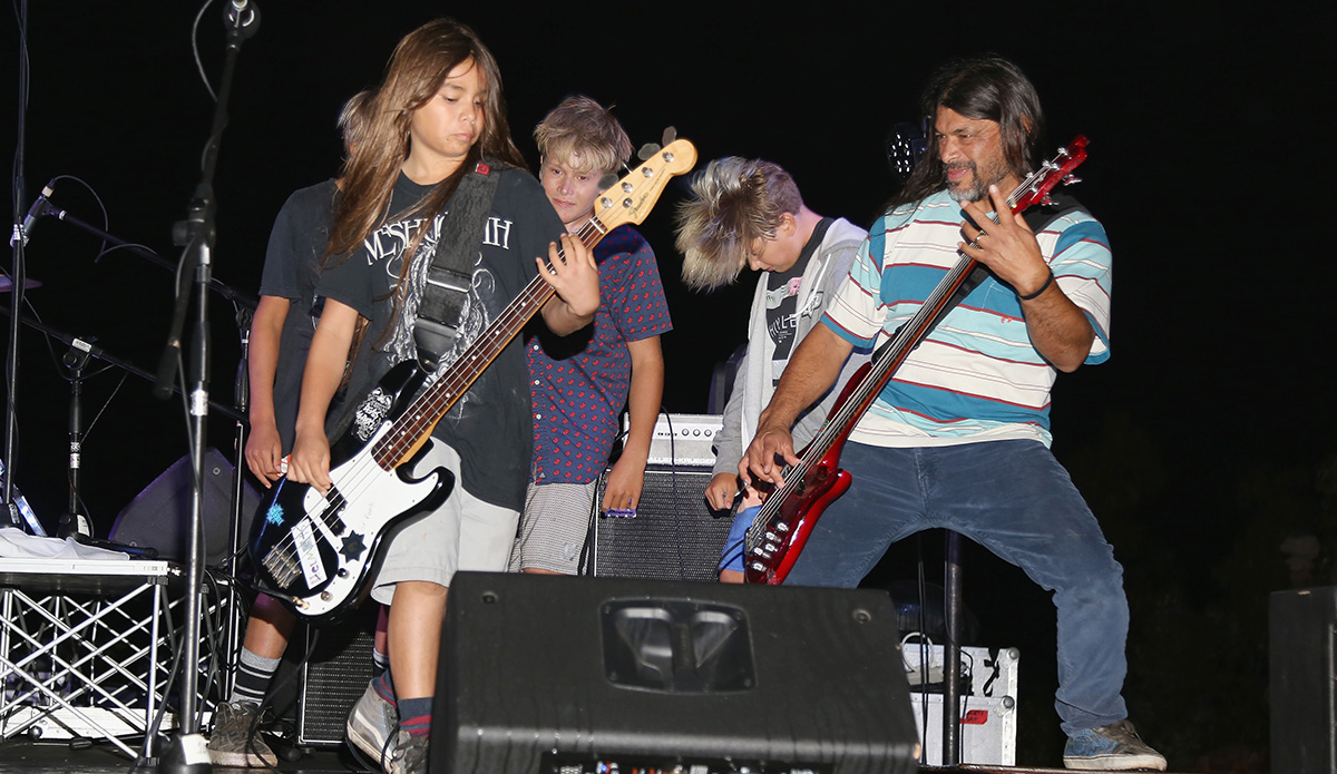 Robert Trujillo joins the Helmets onstage. Photo: Jerritt Clark
