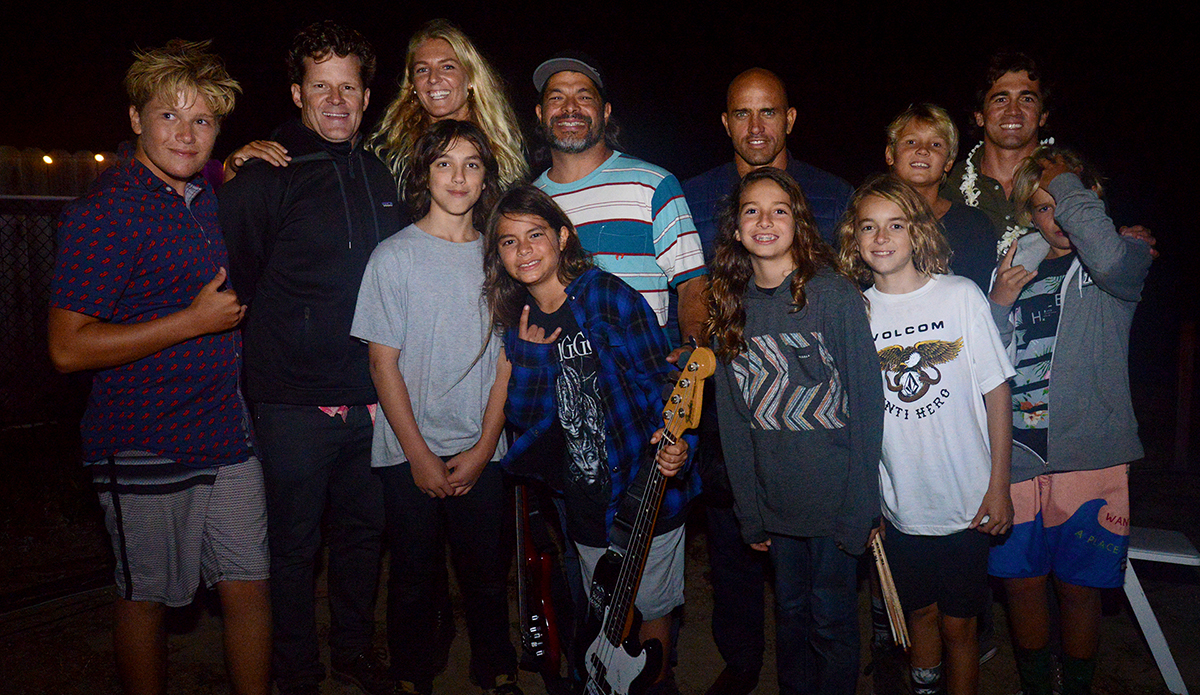 Kelly, Steph, Chad Nelsen, Robert Trujillo, Greg Long, and the Helmets. Photo: Eric Herbranson