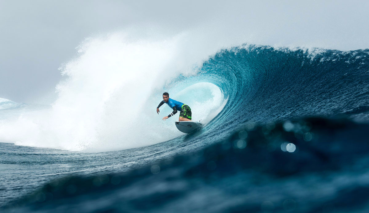 Brett Simpson of Huntington Beach, California, USA (pictured) winning his Round 2 heat at the Billabong Pro Tahiti to advance into Round 3. Photo: <a href=\"https://www.worldsurfleague.com/\">WSL</a>/<a href=\"https://instagram.com/kc80/\">Cestari</a>