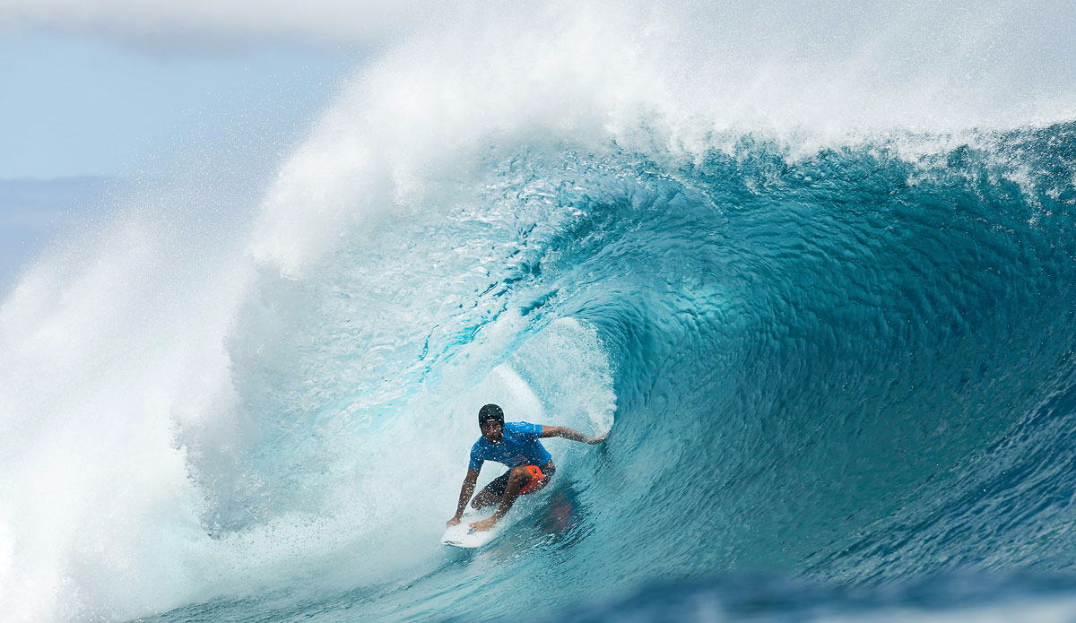 Jeremy Flores of Capbreton, France (pictured) won the Billabong Pro Tahiti by defeating reigning WSL World Champion and defending event winner Gabriel Medina (BRA) in the final at Teahupoo on 25 August 2015. Photo: <a href=\"https://www.worldsurfleague.com/\">WSL</a>/<a href=\"https://instagram.com/kc80/\">Cestari</a>