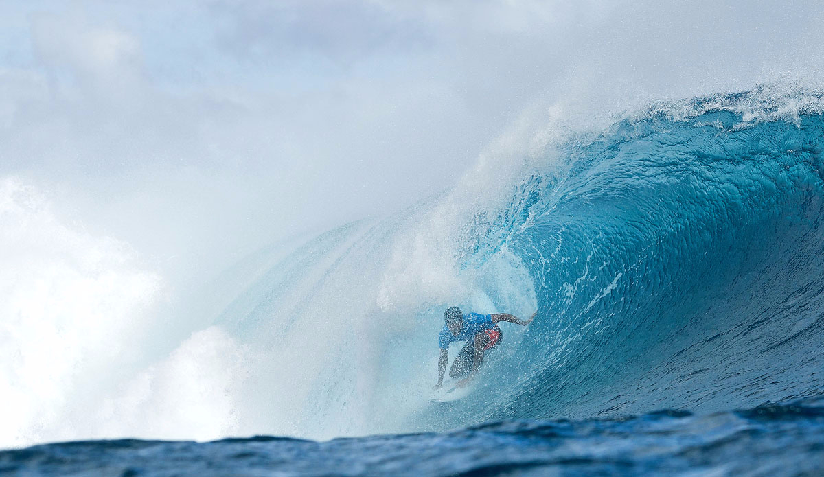 Jeremy Flores of Capbreton, France (pictured) won the Billabong Pro Tahiti by defeating reigning WSL World Champion and defending event winner Gabriel Medina (BRA) in the final at Teahupoo on 25 August 2015. Photo: <a href=\"https://www.worldsurfleague.com/\">WSL</a>/<a href=\"https://instagram.com/kc80/\">Cestari</a>
