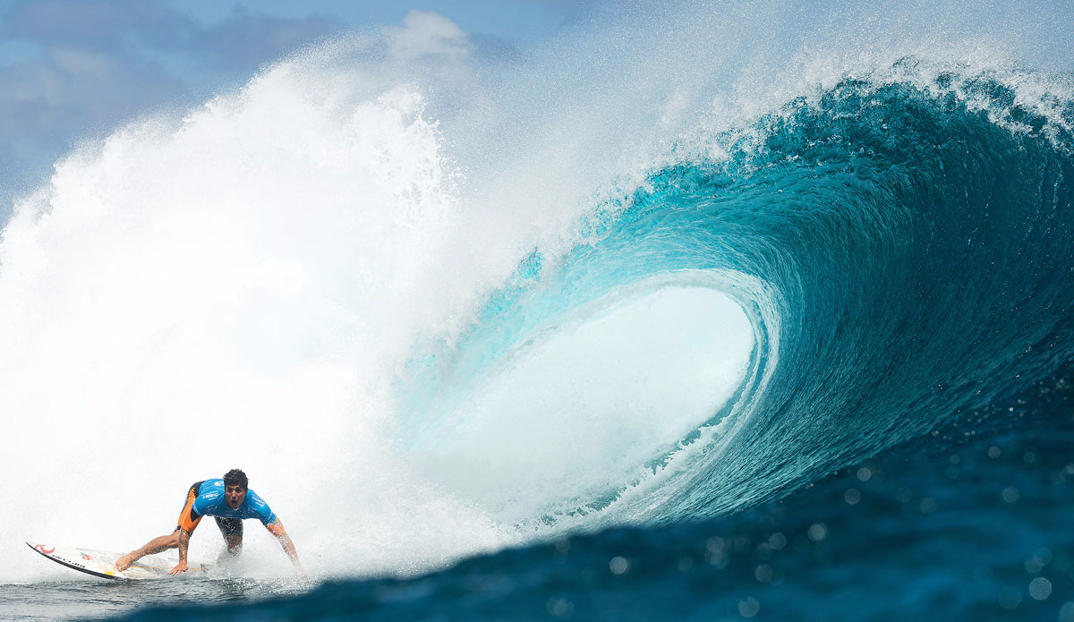 Gabriel Medina of Maresias, Sao Paulo, Brazil (pictured) placed second in the final of the Billabong Pro Tahiti after being defeated by Jeremy Flores (FRA) at Teahupoo. Photo: <a href=\"https://www.worldsurfleague.com/\">WSL</a>/<a href=\"https://instagram.com/kc80/\">Cestari</a>