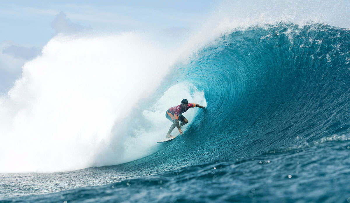 Gabriel Medina of Maresias, Sao Paulo, Brazil (pictured) placed second in the final of the Billabong Pro Tahiti after being defeated by Jeremy Flores (FRA) at Teahupoo. Photo: <a href=\"https://www.worldsurfleague.com/\">WSL</a>/<a href=\"https://instagram.com/kc80/\">Cestari</a>