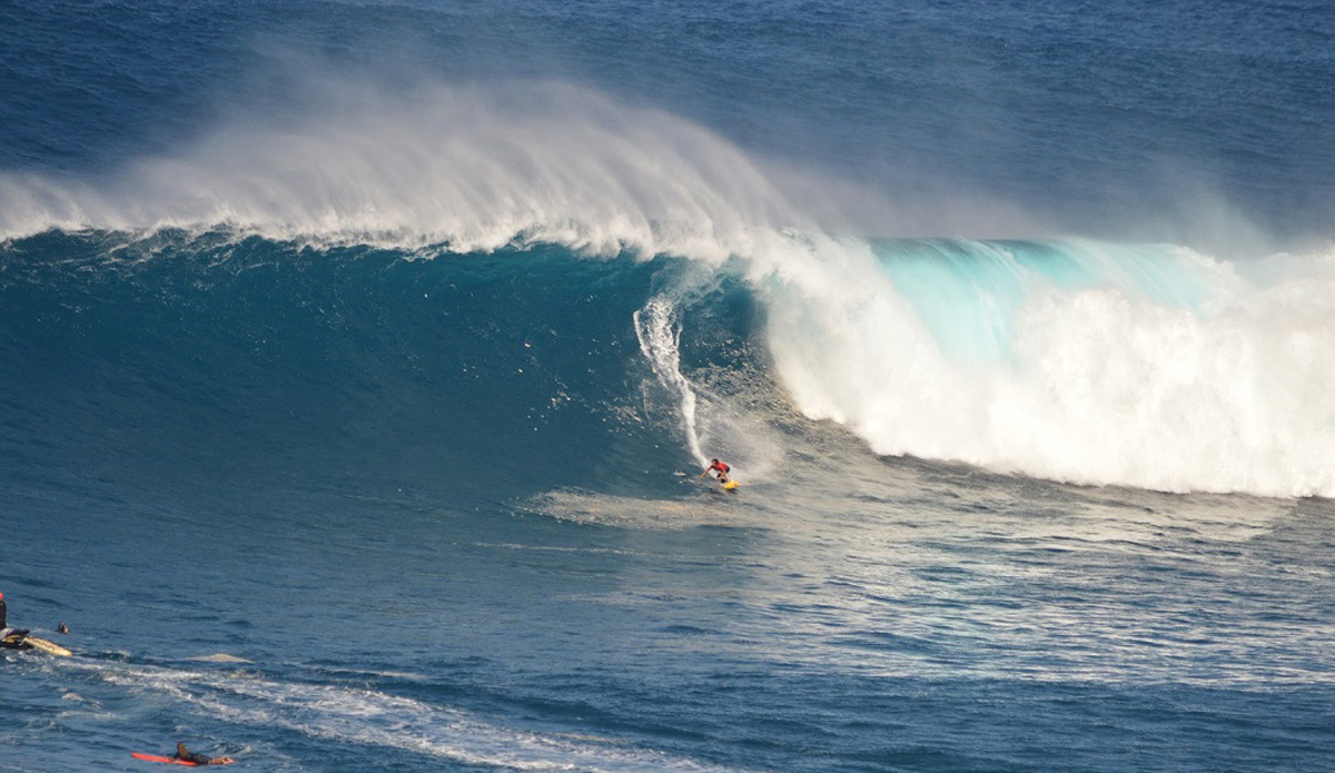 Kai Lenny on a massive one. Photo: <a href=\"https://instagram.com/surfsup_photos\"> Tassio Silva</a>