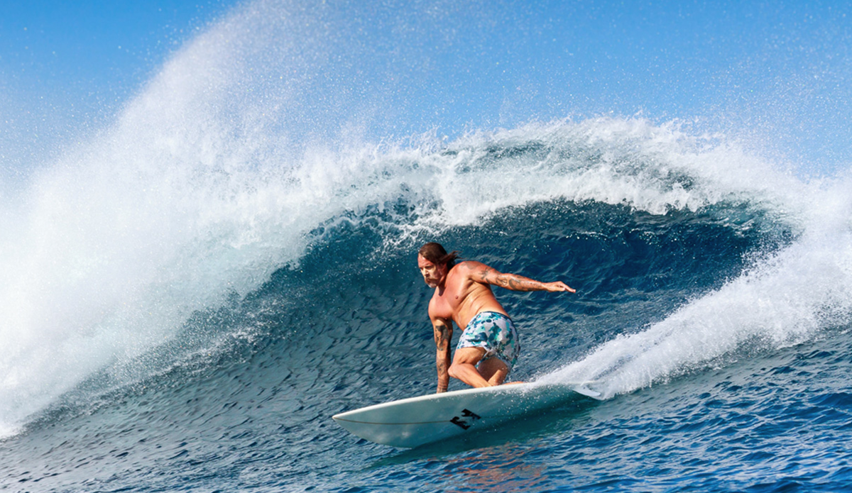 Donavon Frankenreiter usually stays on Tavarua Island Resort in October hoping for these exact conditions. Photo: <a href=“ www.rookemedia.com”>Tyler Rooke</a>