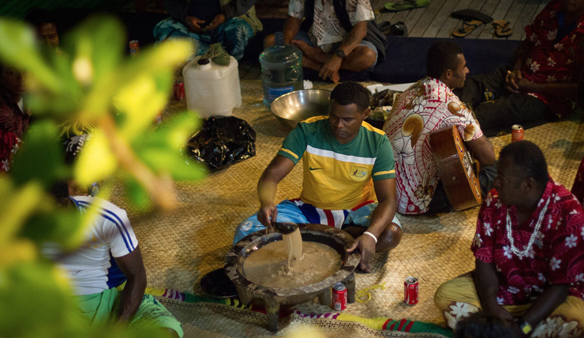 Sharing waves and traditions, like drinking kava, creates a bond with the Fijians that keeps me coming back for more. Photo: <a href=“ www.rookemedia.com”>Tyler Rooke</a>