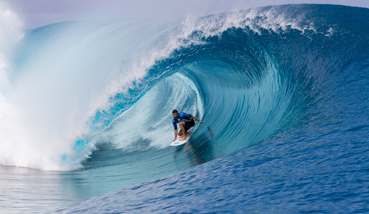 Dion Atkinson had a valiant showing at Teahupoo as well. Photo: ASP
