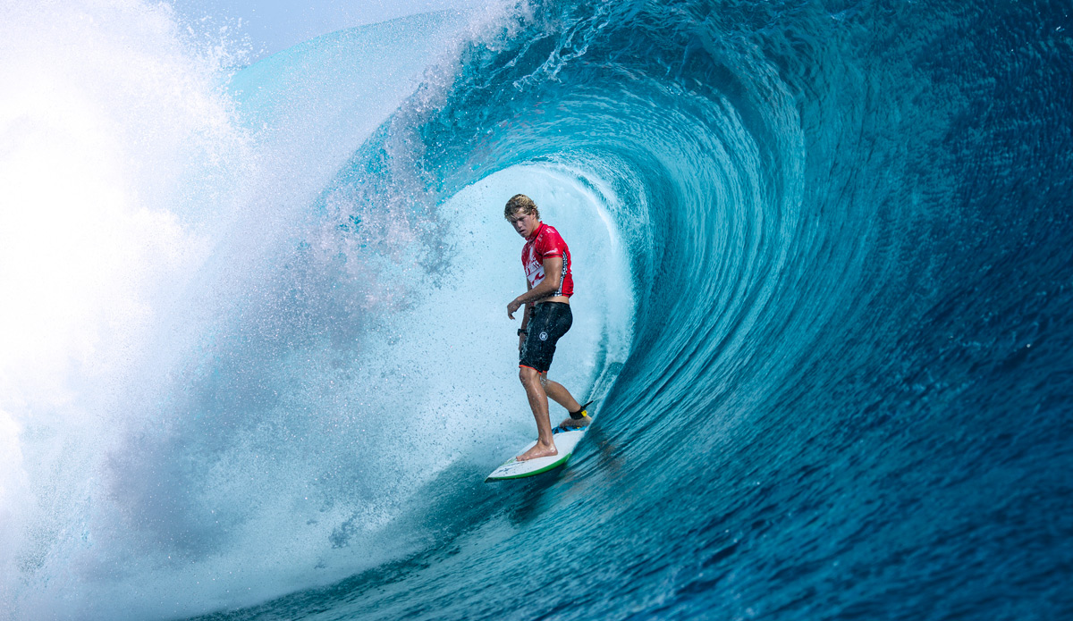 \"I just went out there, I didn\'t think it would be this big,\" said Florence. \"To actually be on the spot for a couple sets was really fun. This wave is a crazy takeoff, it almost looks like a closeout. I just started pumping and rode the foamball and hoped for the best.\" Photo: ASP