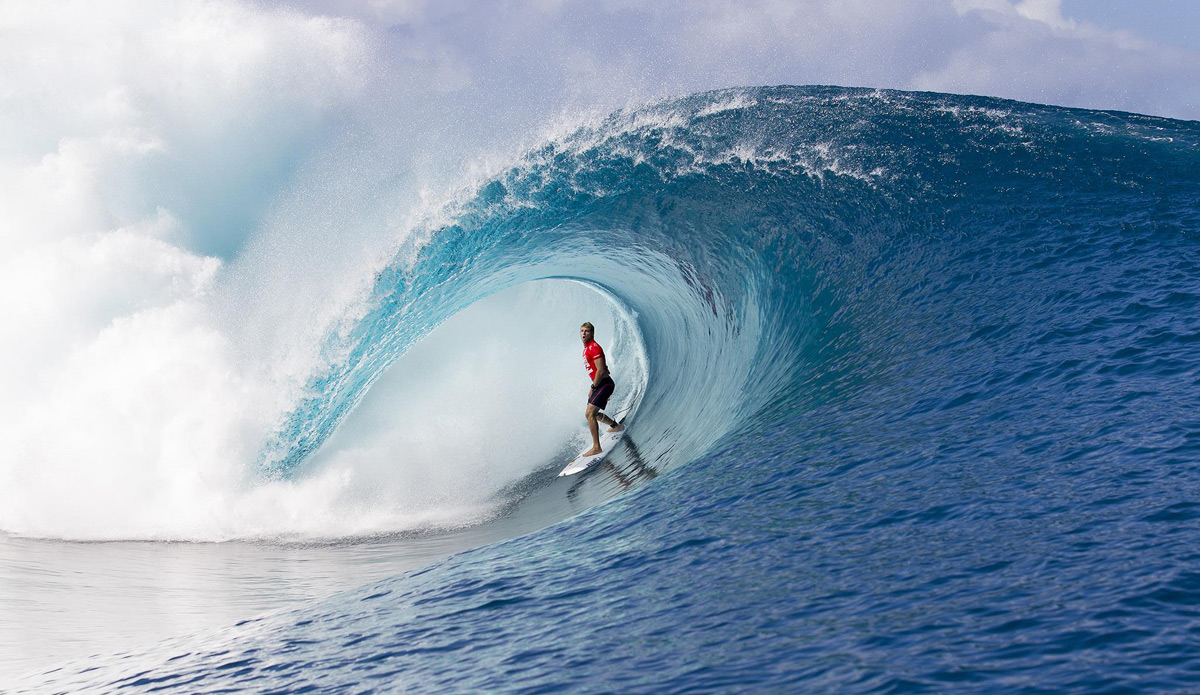 “The conditions are flawless,” said Mick Fanning. “We can’t ask for anything better and I was stoked to get some good ones. It’s so clean and perfect here and that wave I got was a dream.” Photo: ASP