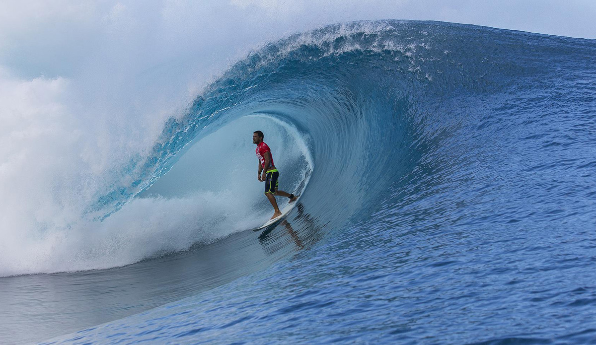 Michel Bourez won his first round heat as well. He\'s lookin\' pretty psyched about it. Photo: ASP