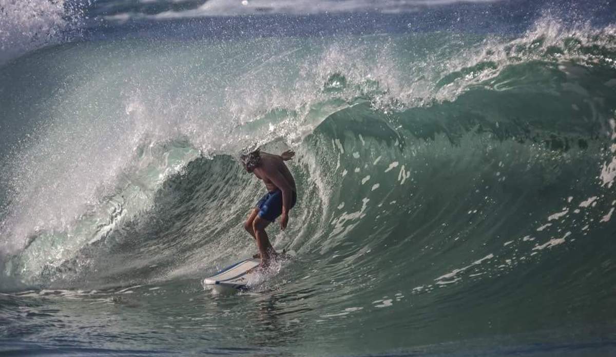 This is a Kirkland signature shorebreak photo , it\'s one of my favorites though because the wave actually fits an 8ft wavestorm ,going straight, nose to tail in the barrel. Photo: <a href=\"https://www.instagram.com/larrybeard/?hl=en\"> Larry Beard </a>
