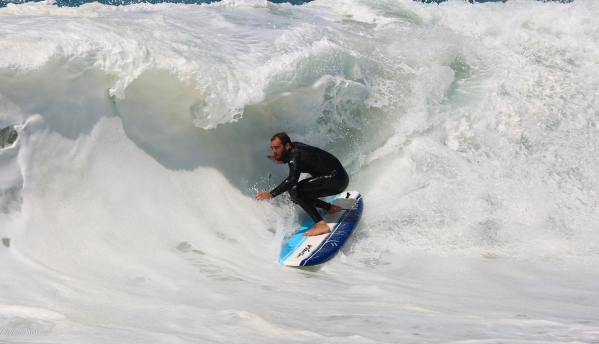 \"I was looking at the waves for a little before I went out and I was noticing it was only barreling completely on shore. So I took my wavestorm out to catch them far out and ride it all the way inside where I got some really fun barrels like this one shaped up to be.\" - Darrin Puff Photo: <a href=\"https://www.instagram.com/carrie_loves_smiling/?hl=en\"> @carrie_loves_smiling </a>