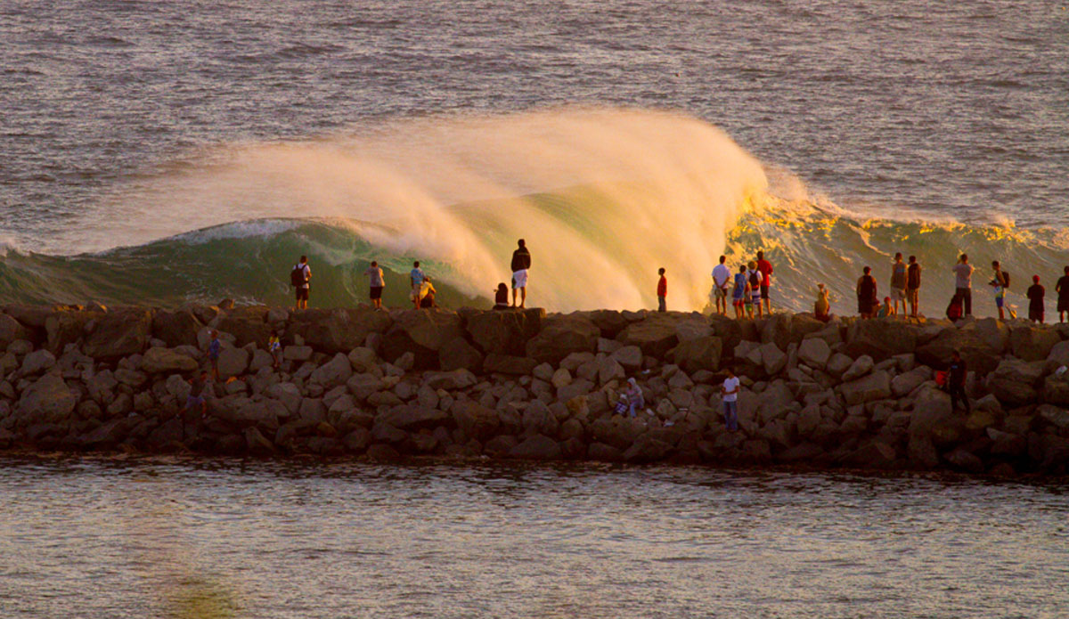 This wave looked crazy even for The Wedge\'s standards. You could tell by the sound it emitted that it broke top to bottom. Respect to those who charged. Photo: <a href=\"https://www.timmendez.com/\">Tim Mendez</a>