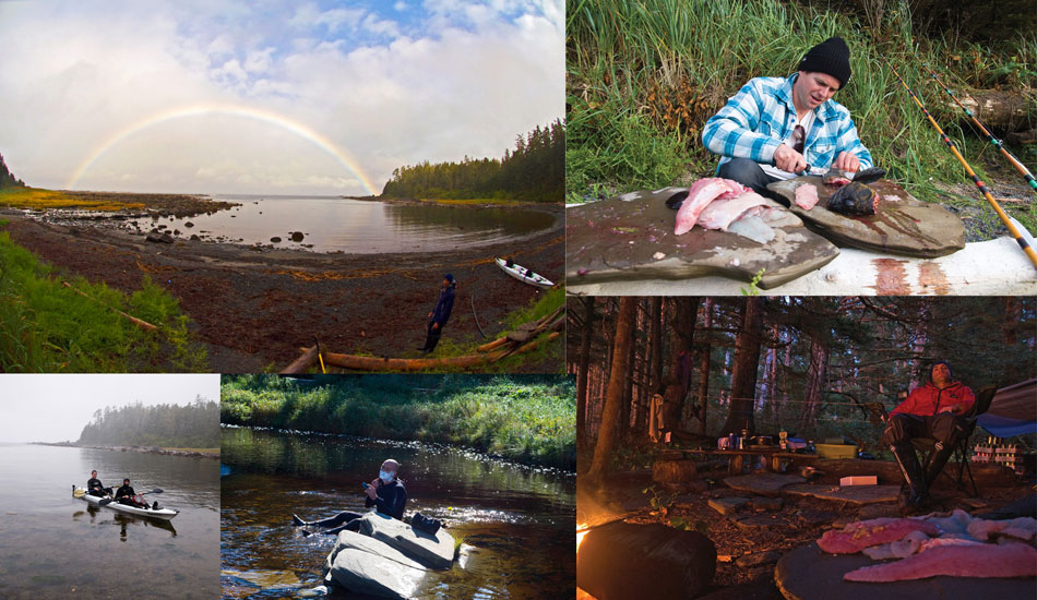 Canada. Camp life revolved around fishing, collecting wood and waiting for surf.