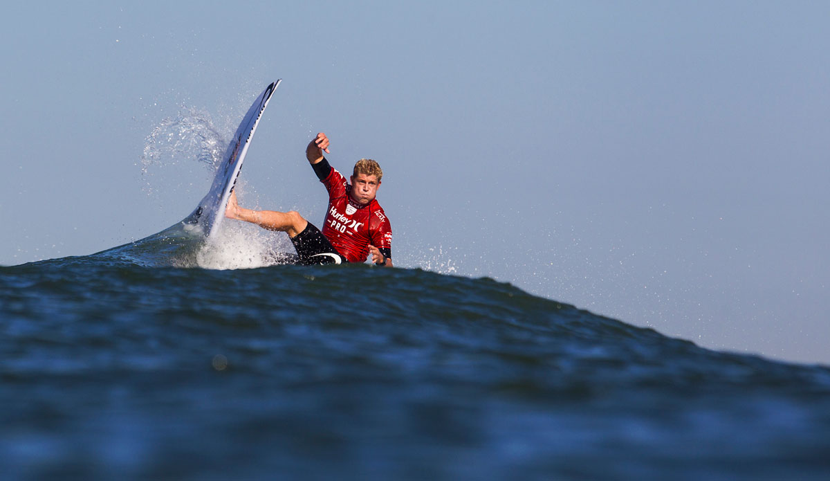 Reigning three-time ASP World Champion Mick Fanning of Australia\'s Gold Coast (pictured) won his Round 1 bout at the Hurley Pro Trestles over Brazil\'s Miguel Pupo and California\'s Brett Simpson today. Fanning will now skip Round 2 and advance directly into Round 3 of competition.  Photo: <a href=\"https://www.aspworldtour.com/\">ASP</a>