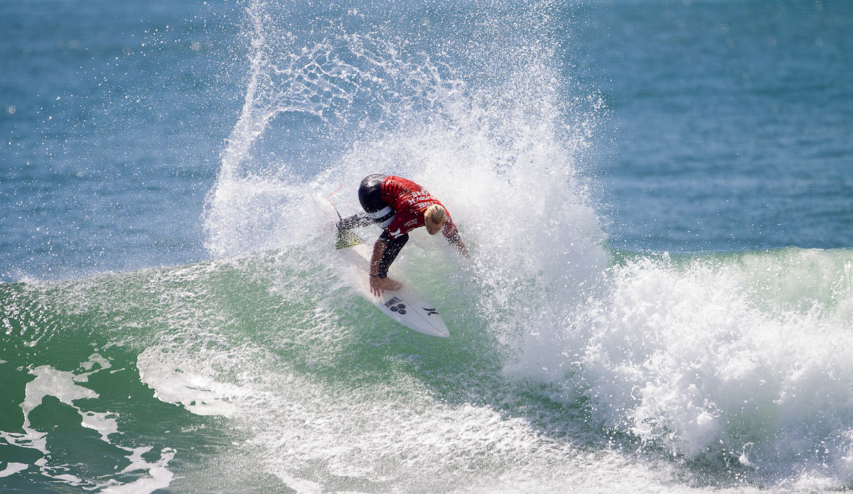 Nat Young of Santa Cruz, California, USA (pictured) won his Round 1 heat at the Hurley Pro Trestles, earning a pair of excellent 8.10 and 8.60 rides (out of a possible 10.00) to advance directly into Round 3, on Thursday September 11, 2014.  Photo: <a href=\"https://www.aspworldtour.com/\">ASP</a>