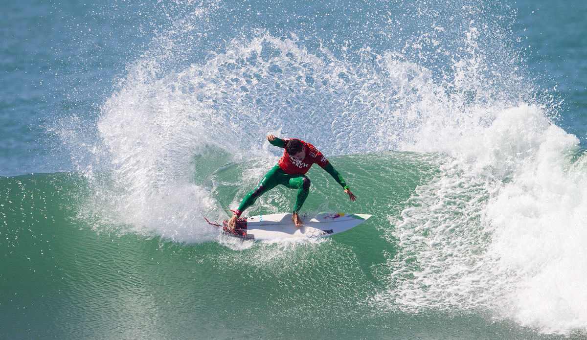 Adriano De Souza of Brasil (pictured) won his Round 1 heat at the Hurley Pro Trestles, posting a pair of excellent 8.67 and 8.10 scores (out of ten) to advance directly into Round 3 on Thursday September 11, 2014. Photo: <a href=\"http://www.aspworldtour.com/\">ASP</a>