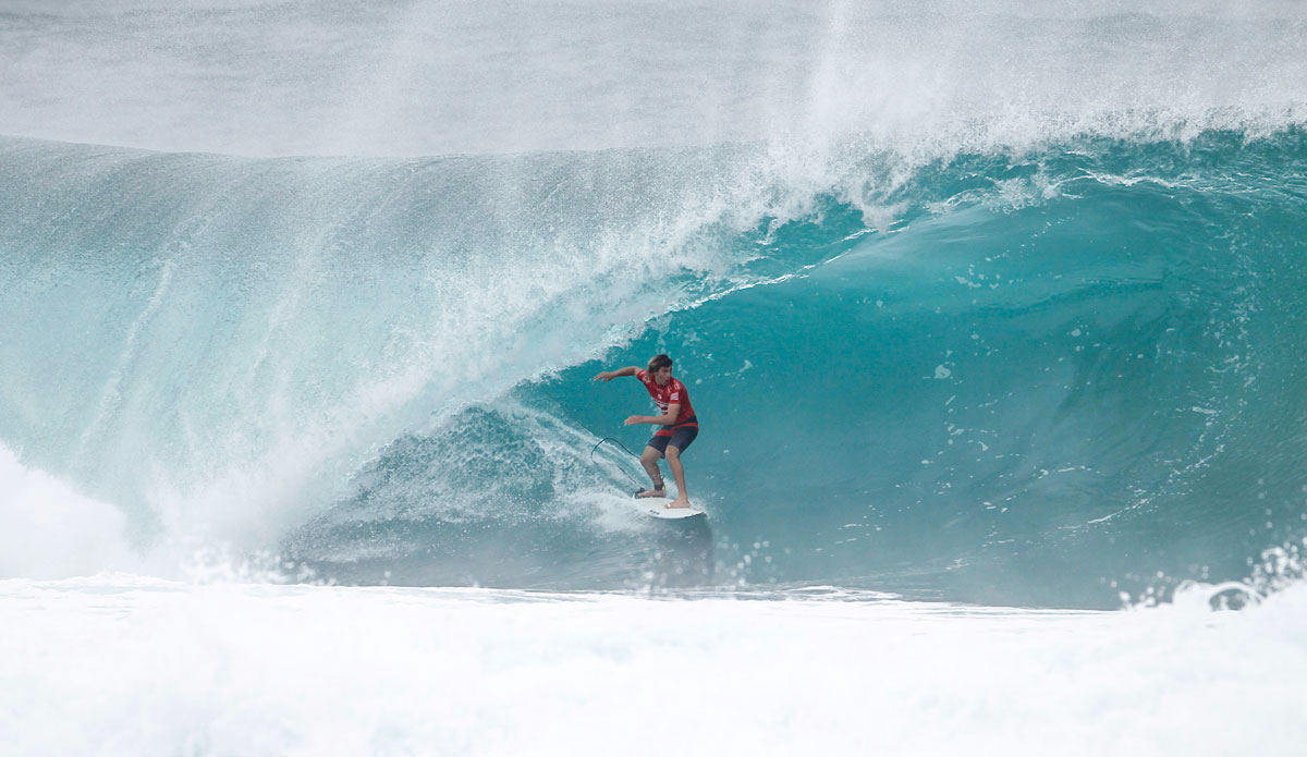 Jack Robinson of Australia (pictured) winning his Semifinal Heat to advance into the Final at the Pipe Invitational on Wednesday December 9, 2015. Photo: <a href=\"https://www.worldsurfleague.com/\">WSL</a>/<a href=\"https://www.instagram.com/kirstinscholtz/\">Scholtz</a>