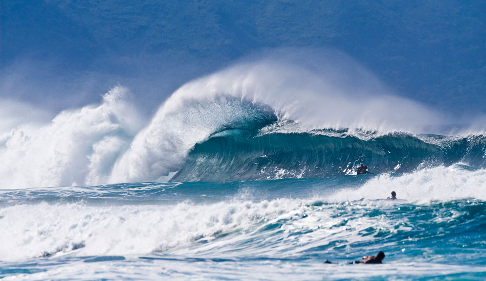 While shooting Rocky Point, sometimes you catch yourself staring down at Pipeline, and sometimes the backlash at Pipeline is very dangerous due to the shallow reef. This shot was taken during the 2009 Pipe Masters. Reminds me off a Portuguese Man O War. Photo: <a href=\"https://tupat.posterous.com/\" target=\"_blank\">Patrick Eichstaedt</a>