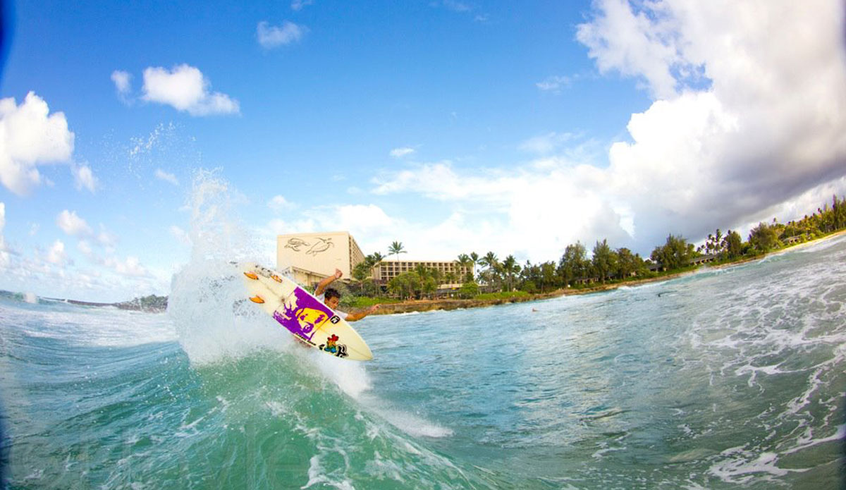 Keanu Asing tearing the lid off of one just outside the resort.