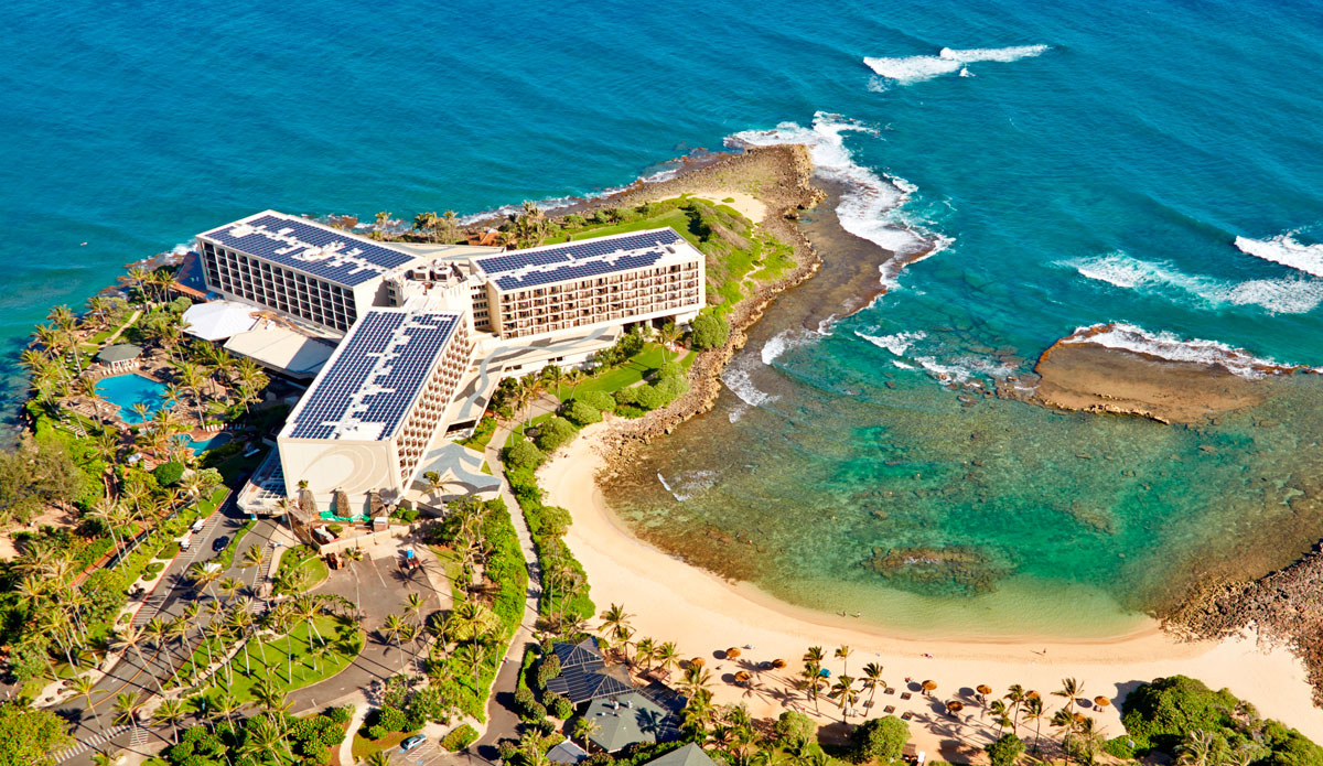 The Turtle Bay Resort looks southward at the best stretch of waves anywhere on the planet.