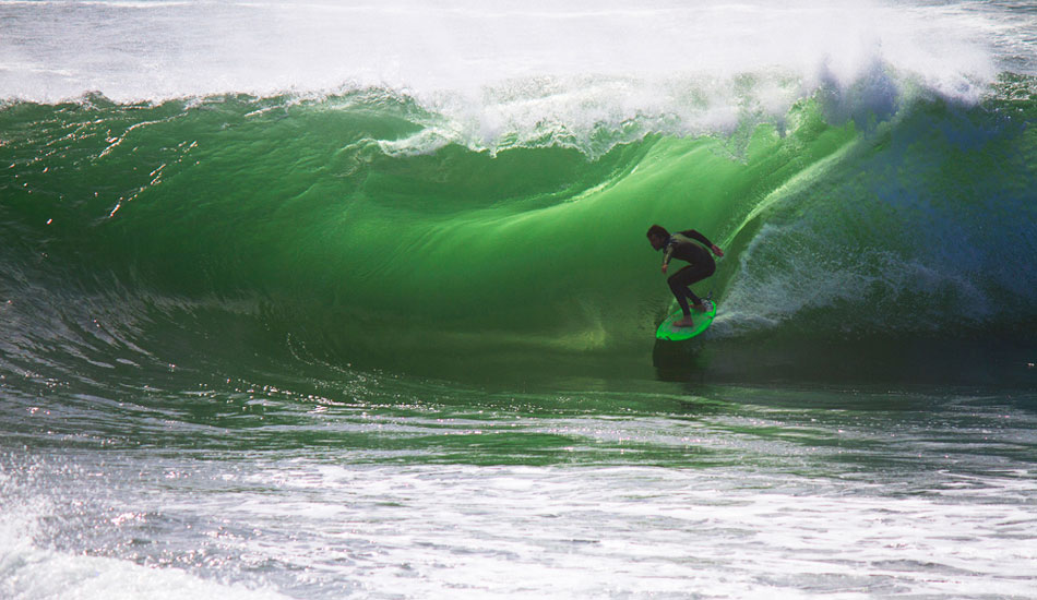 It’s crazy how quick the ocean can change. We were watching this wave for a while and it was only chest high and closing out. We were bummed because we drove all this way to get skunked. The water color was beautiful though, and different than anything we\'re used to, so we decided to try and get a few shots. By the time we got out there the tide had filled in and the wave turned on. Raven Lundy pulling in to the slab of his dreams. Photo: <a href=\"https://thewildlyfe.com/\">Eddie Compo/TheWildLyfe</a>
