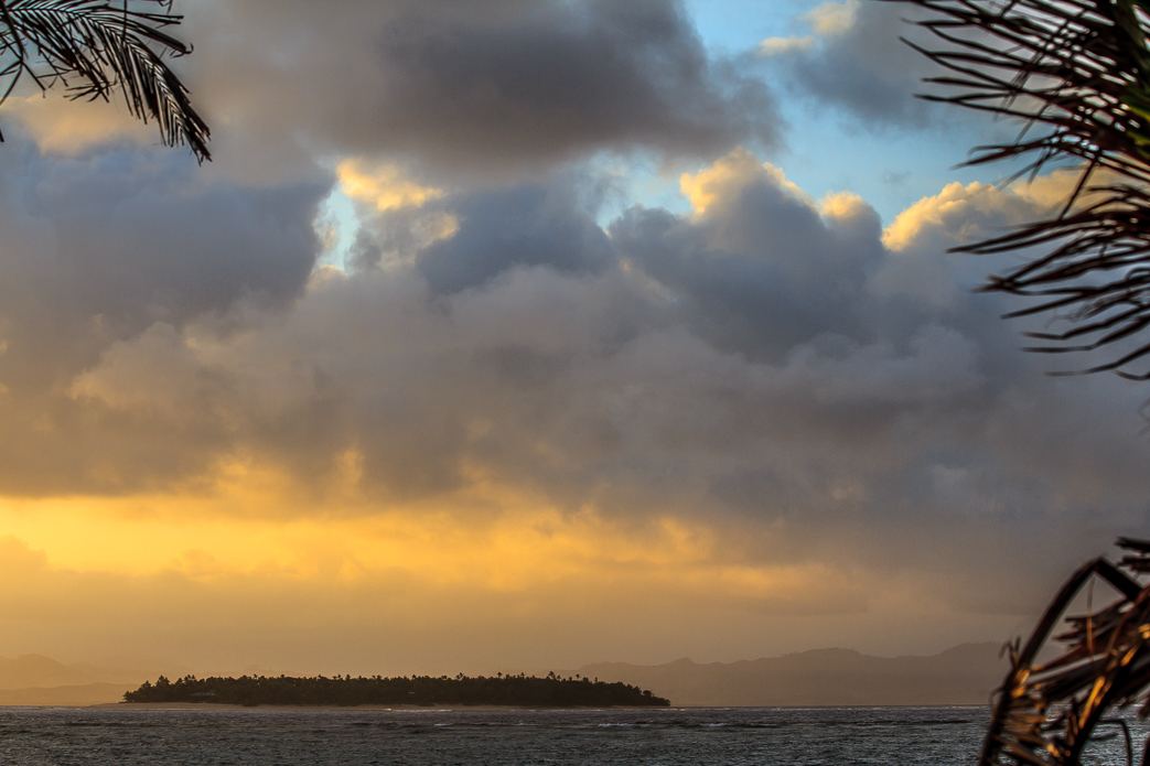 Fijian sunrise over Tavarua Resort.