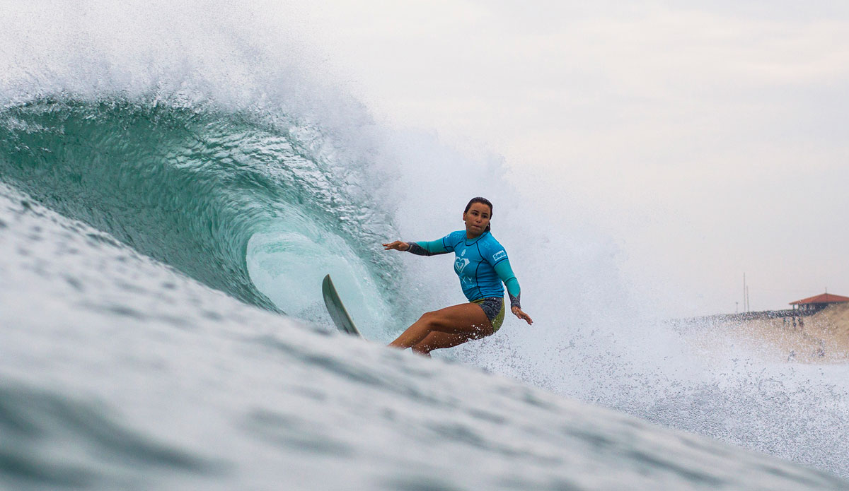  Johanne Defay of Reunion Island posted her second consecutive semifinal result of the season, finishing equal third at the Roxy Pro France. Defay was defeated by Tyler Wright. Photo: <a href=\"https://www.aspworldtour.com/\">ASP</a>/Poullenot 