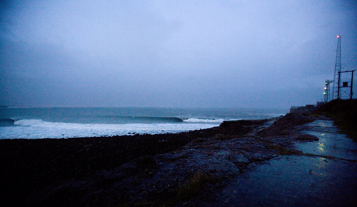 This is a fickle, man made, industrial fizz bomb of a wave. It\'s extremely fickle in nature, needing very specific conditions & breaking only a handful of times a year. Situated at he mouth of the River Tees, the water quality is a cocktail of petro chemical run off, human faecal matter & bracish fresh water. Despite this, when it\'s on, the locals are all over it. Photo: Scott Wicking.