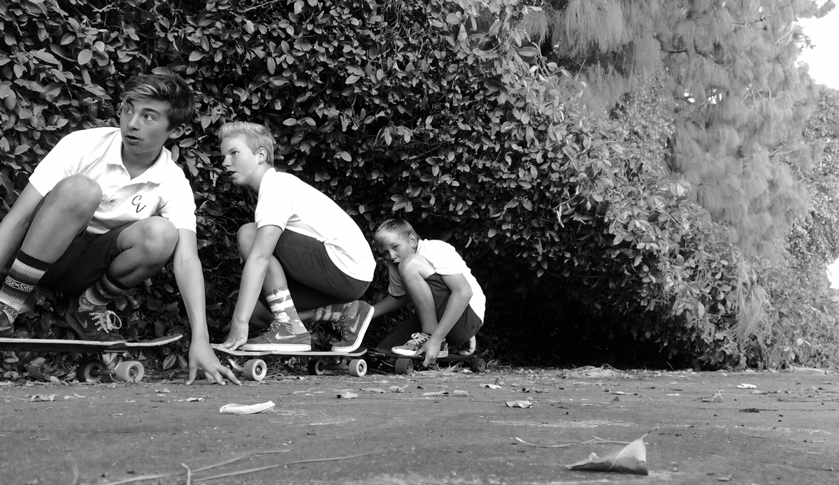 Groms having fun and who just love the feeling and view of being covered in a barrel whether it\'s water or a sidewalk hedge! #alwaysbarreled