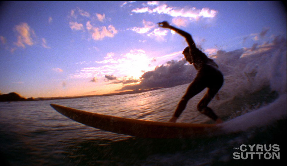 I\'m riding behind Beau here at dusk. This is a still from the 16mm footage I took on an old photosonics camera. They are these crazy little high-speed military cameras that are the size of two cigarette packs and allow you to shoot film in places that you normally wouldn\'t with a heavy Bolex. The only problem is they are expensive, ridiculously hard to load and are always breaking.. Thank God for Go Pros! Photo: <a href=\"https://www.korduroy.tv\" target=_blank>Cyrus Sutton</a>.