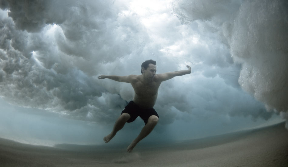 Moment. A man reaches out for stability as the second cloud of whitewater approaches at Bronte Beach, Sydney. “There were some pretty sweet waves this morning - heaps of surfers, but not too many swimmers. I spent a few hours shooting barrels and standard surfing shots before a few swimmers came out. As a set approached, I raced over to the corner where they were. Three waves and about 75 photos later, this one was way better than any surfing photos from the day.\" Photo: <a href=\"https://www.marktipple.com/\" target=_blank>Mark Tipple</a>.
