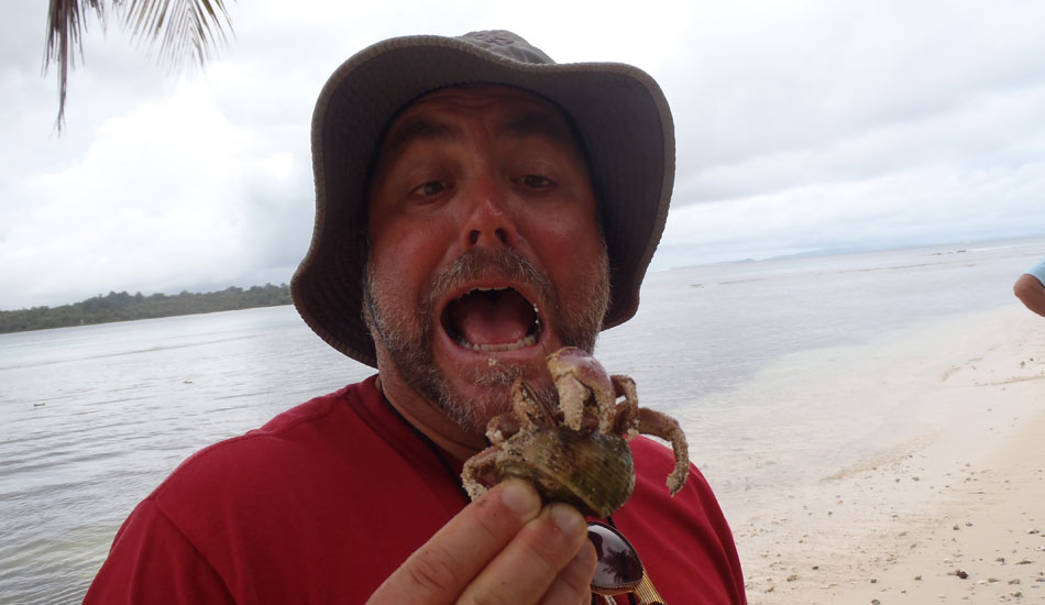 Largest Hermit Crab I have ever seen.  Captured and released by my friend Erik during a walk around the small island.