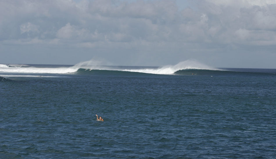 View of the main point at Nemberala from the channel on an average small to mid-size swell. Image: Murphy