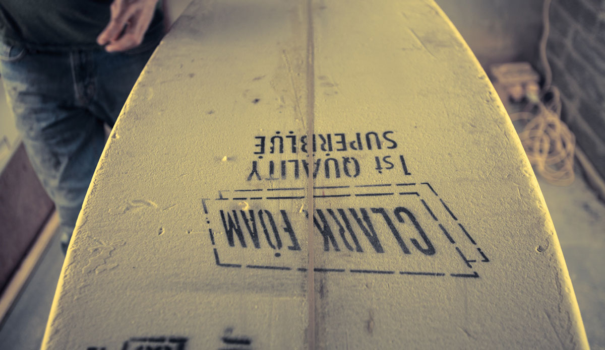 During one of the three flights from France to Dublin, Air France lost one of Ryan\'s bags. With 2 new boards and the majority of his templates besides a few cardboard curves. Ryan started off by shaping himself a sled for the coming swell from one of Spike\'s old Clark foam blanks. Photo: <a href=\"https://instagram.com/whalebones\"> Mark Rose</a>