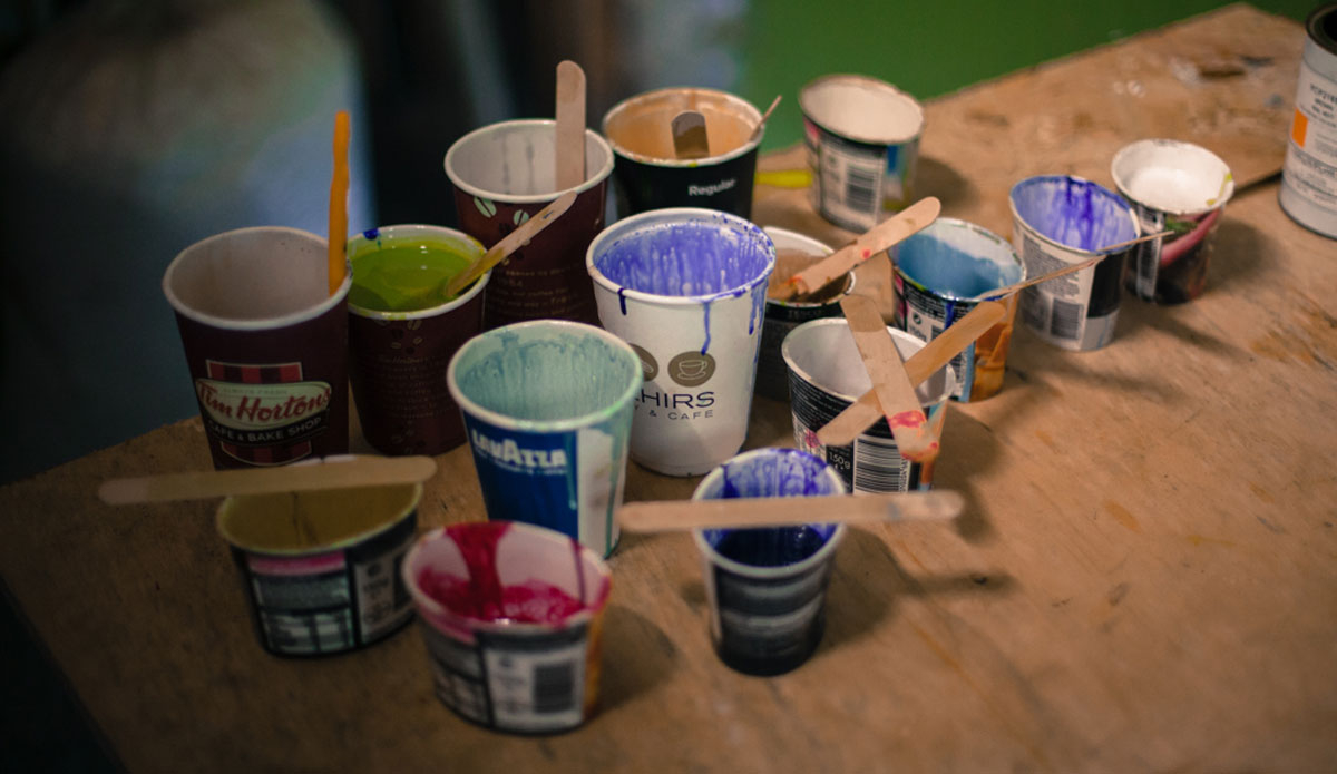 It\'s more of an artist\'s studio than a shaping bay. Photo: <a href=\"https://instagram.com/whalebones\"> Mark Rose</a>