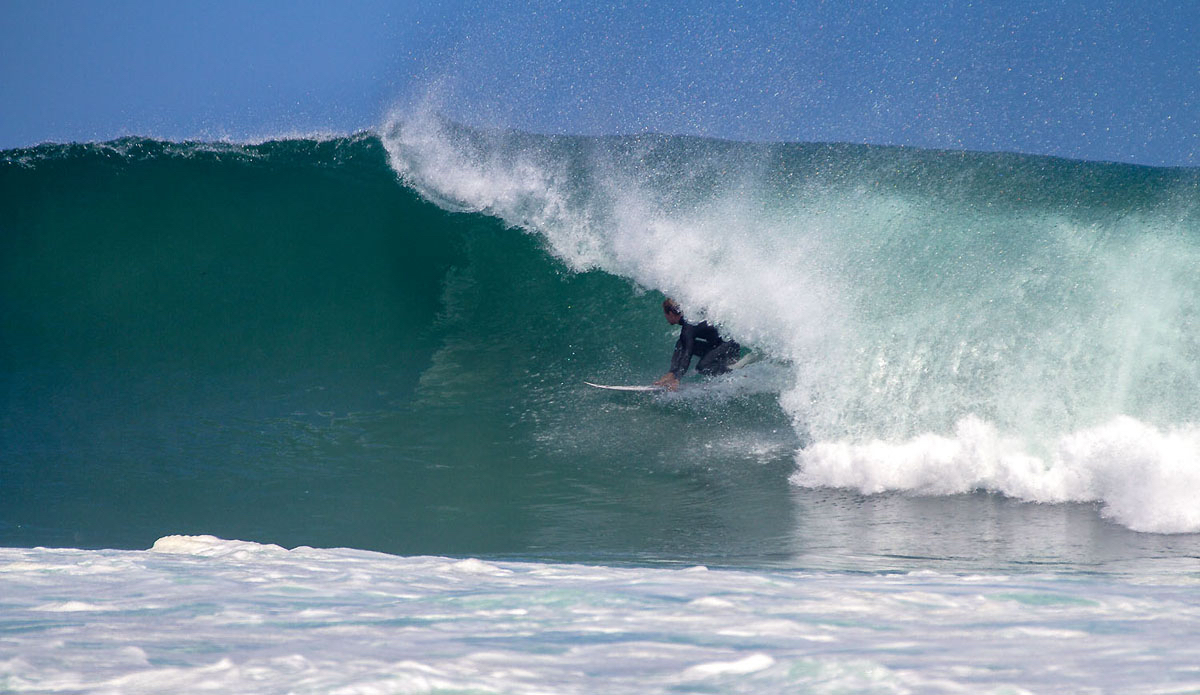 Simon Fish on a self-shaped board, confident that those rails will hold.  Photo: <a href=\"https://www.facebook.com/pages/Pho-Tye-Studio/398591356893177?fref=nf\"> Tyerell Jordaan</a>