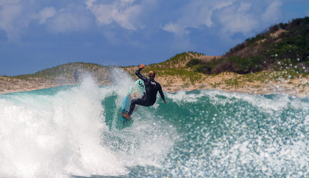 Shaping and testing his new models on all the different waves around here. Simon Fish.  Photo: <a href=\"https://www.facebook.com/pages/Pho-Tye-Studio/398591356893177?fref=nf\"> Tyerell Jordaan</a>