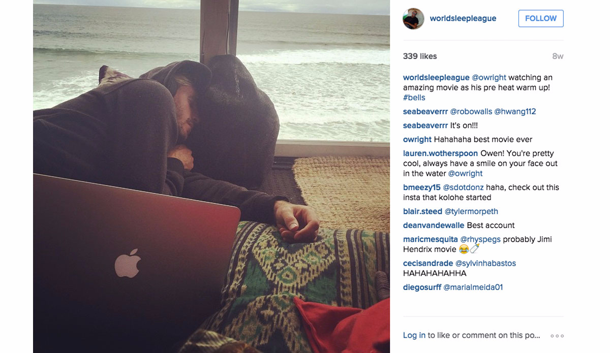 Owen Wright (again). Photo: <a href=\"https://instagram.com/worldsleepleague/\">Instagram@worldsleepleague</a>