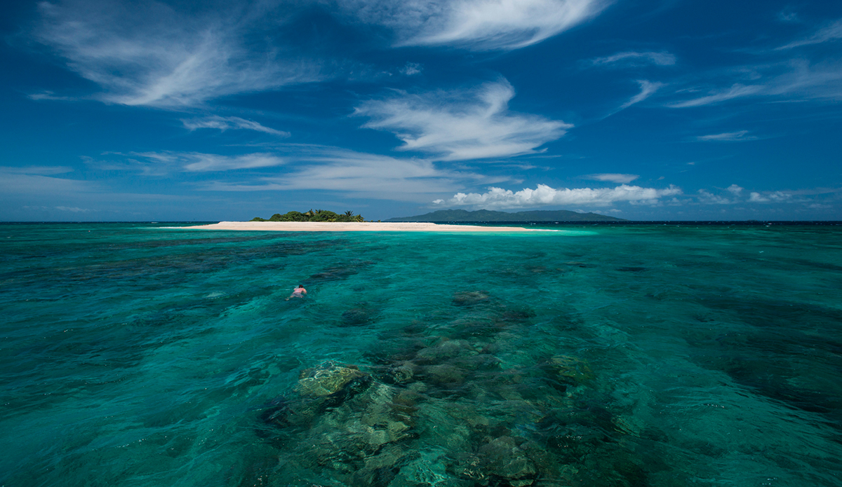 Dane flounders around another random atoll in the midst of the 333 island archipelago. Photo: Ricky Lesser  