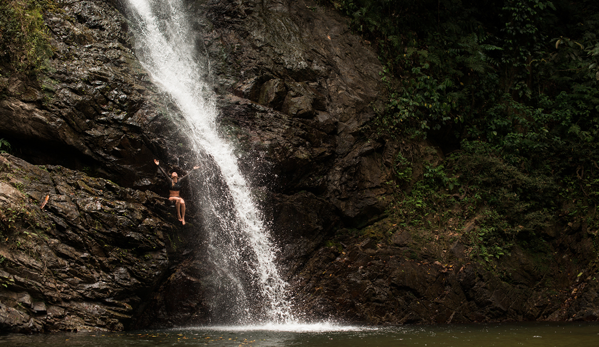 Bruna enjoying the local showers. Photo: Ricky Lesser