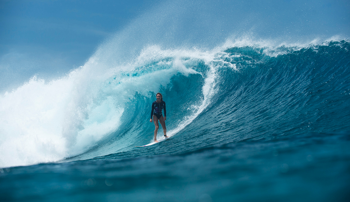 Not only does Bruna rip she has more fun than anyone in the lineup. Every wave she is all smiles, regardless of size. Photo: Ricky Lesser