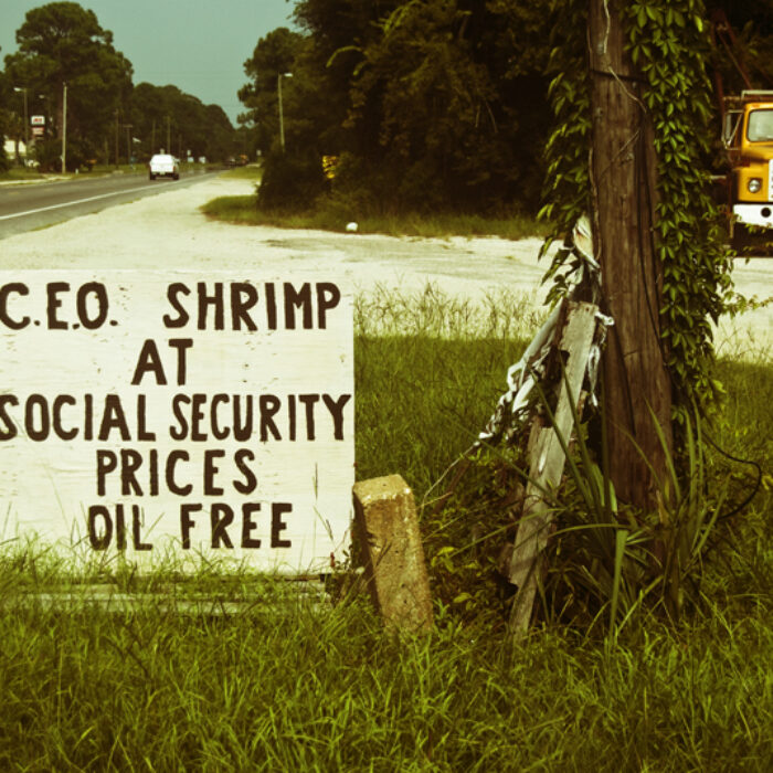 C.E.O. Shrimp at Social Security Prices Oil Free. Photo: Bardin