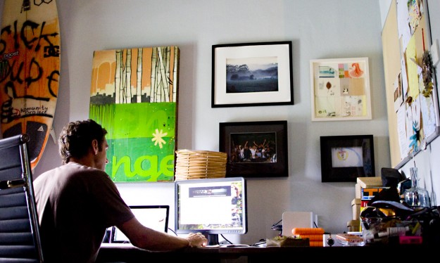 Taylor Steele locked away in the editing room, a bit earlier in the project. Before the Corona and Clif Bar sessions. Taylor Steele, Nathan Myers, Innersection