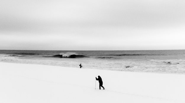 Cold Water Surfing Snowy Beach