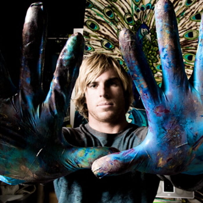 Professional surfer Mike Losness' paintings incorporate the things he loves: the ocean, the environment, and an ample dosage of creativity. Photo: Anthony Ghiglia