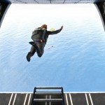 Last we checked on Mark Visser, he was night-surfing Jaws. This time, he's skydiving into open ocean waves. Yup. Tossing his skis and equipment out of an airplane with his body not too far behind. Photo: markvisser.net Mark Visser Skydives into Surf Operation Deep Blue