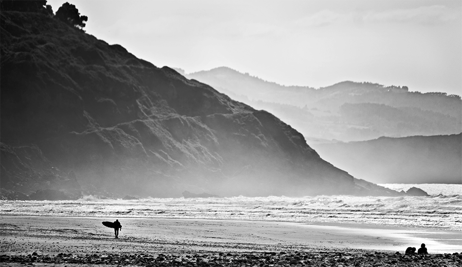 Surfer on Beach Grey